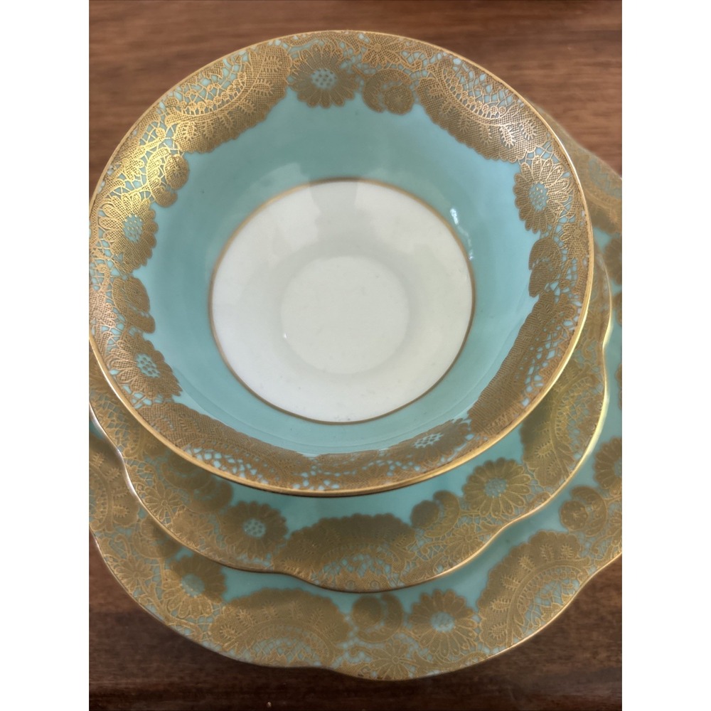 1930's Hutschenreuther Hohenberg 3 Piece Cup, Saucer, Dessert Set Numbered‎ Rare